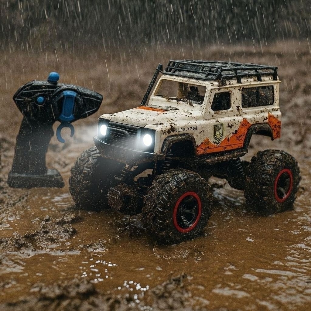 Mobil RC Offroad Jeep Defender 2WD SCALE 1:20  Waterproof Efek Spray Lampu Depan Tahan Air