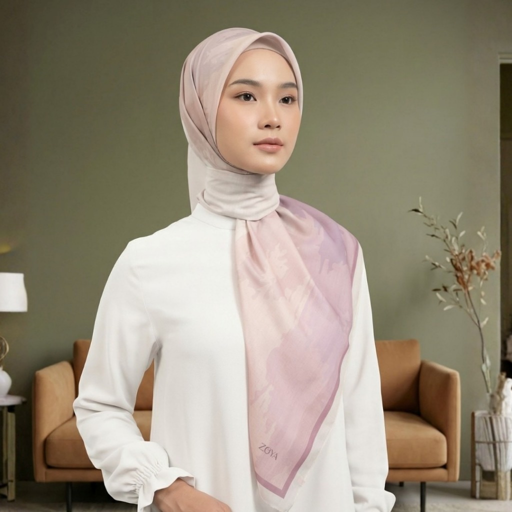 ZOYA FILA SCARF SEGI EMPAT MOTIF SEGI EMPAT PRINTING