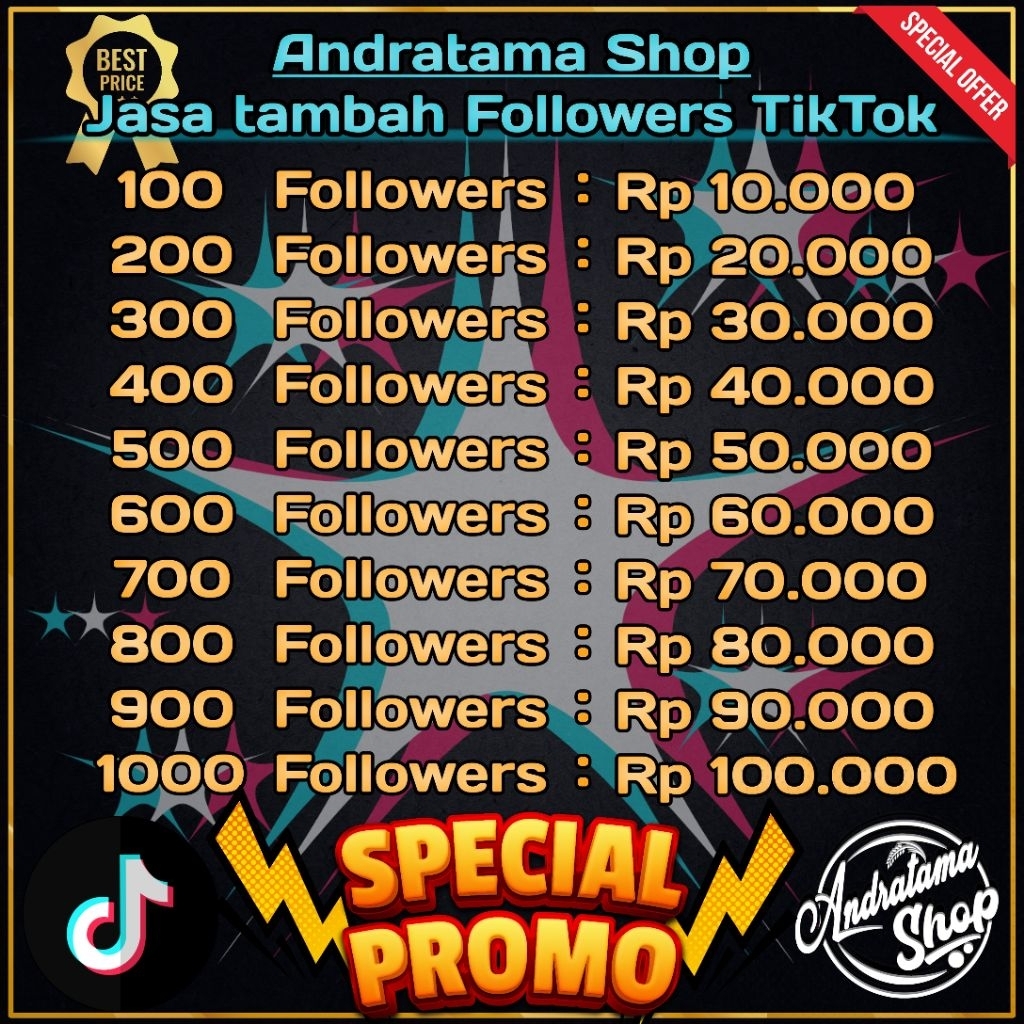 100 FOLLOWERS TIKTOK | JASA TAMBAH FOLLOWERS TIKTOK