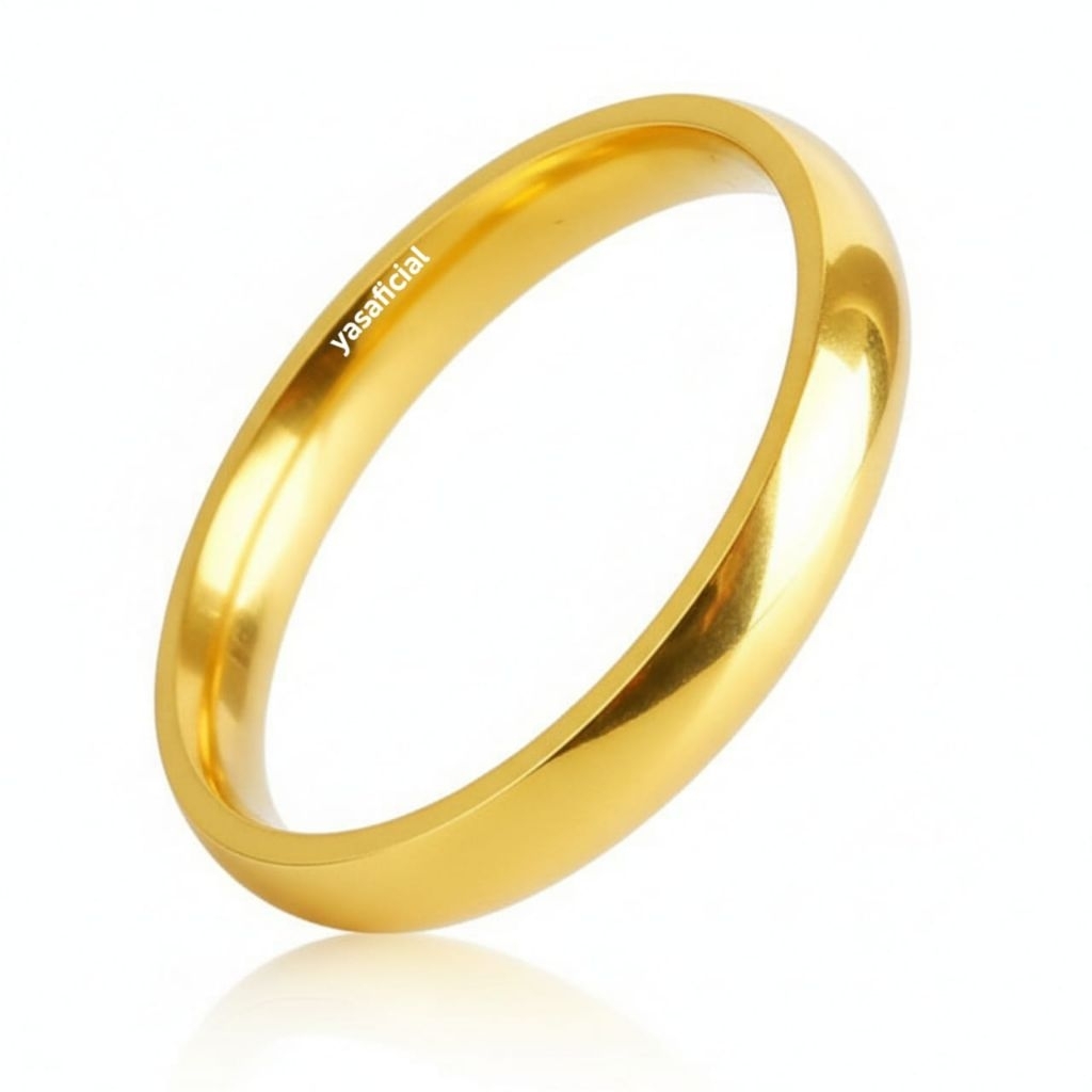 Cincin titanium/couple polos sedang warna kuning harga termurah