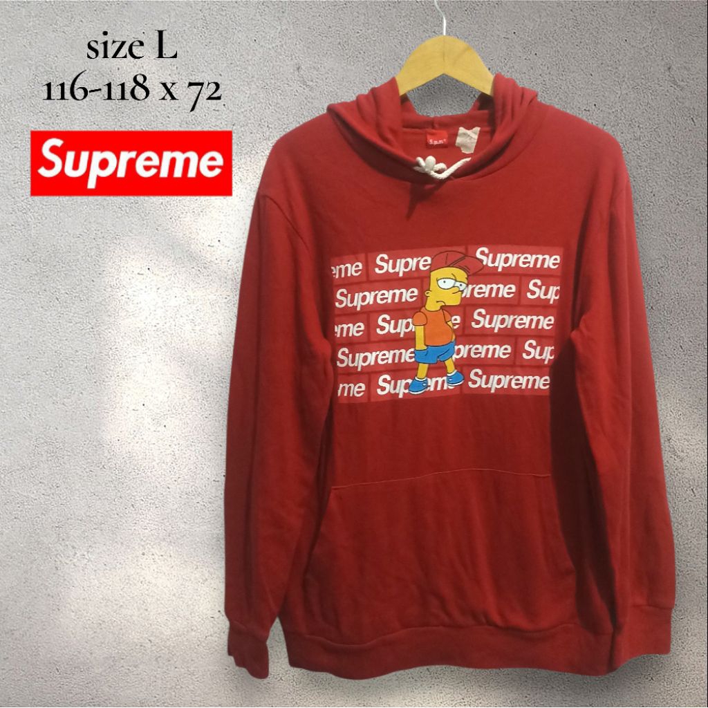 hoodie supreme x simpson merah sz L
