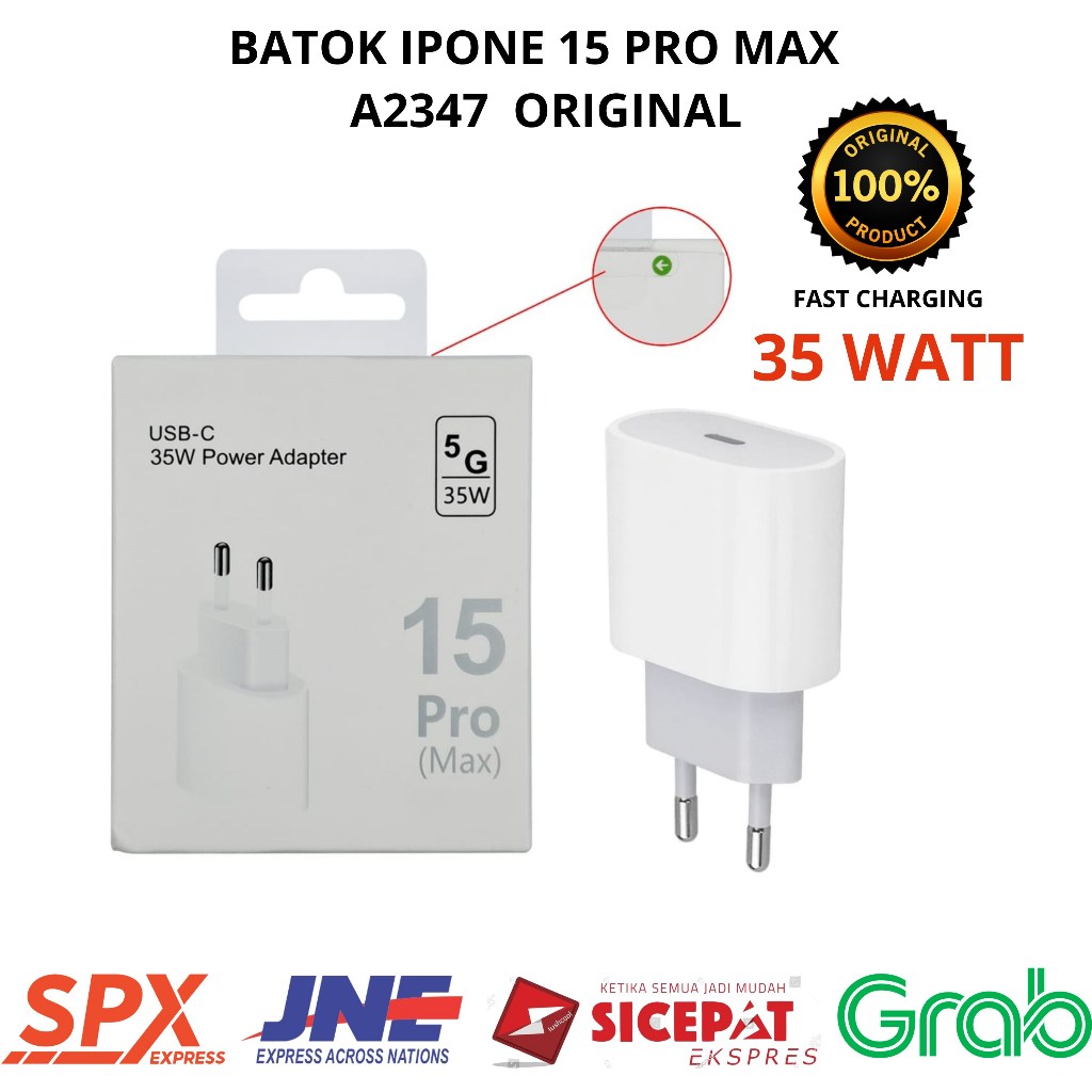 BATOK A2347 | BATOK IPONE 15 / IPONE 15 PRO / 15 PRO MAX 35 WATT FAST CHARGING