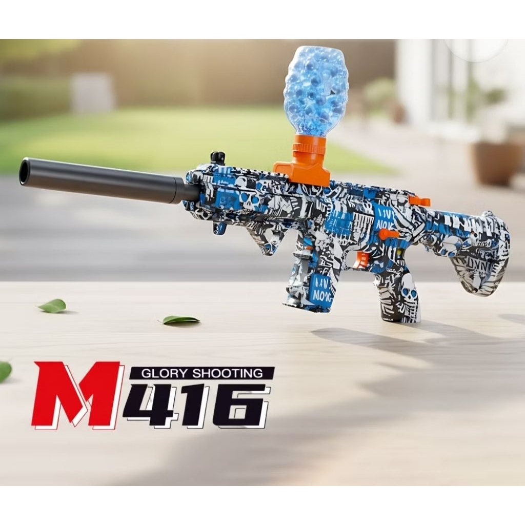 Mainan Anak Tembakan aman Water gell model m416 lampu led Baterai charger Mainan Viral