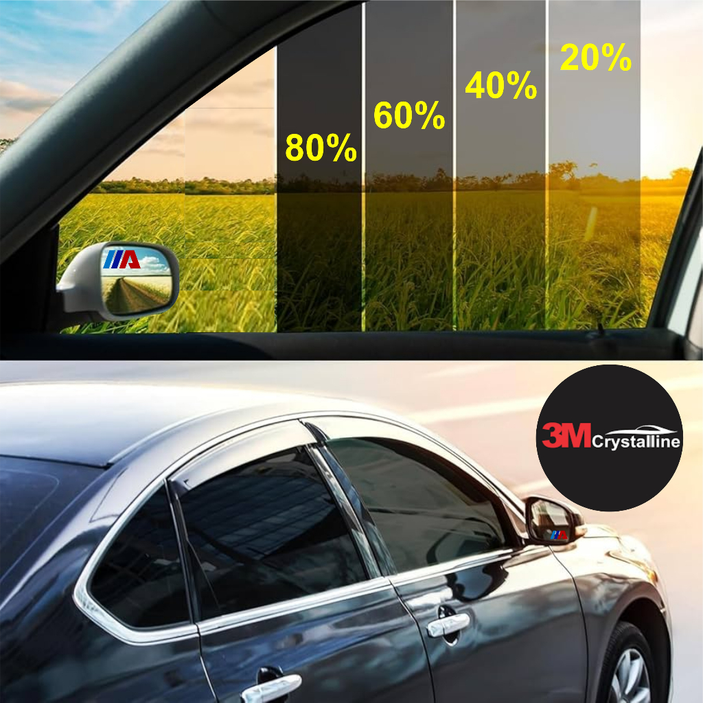 Kaca Film Mobil 3M Crystalline 20%, 40%, 60%, 80% Kacafilm Anti Silau Peredam Panas Anti Gores L 150