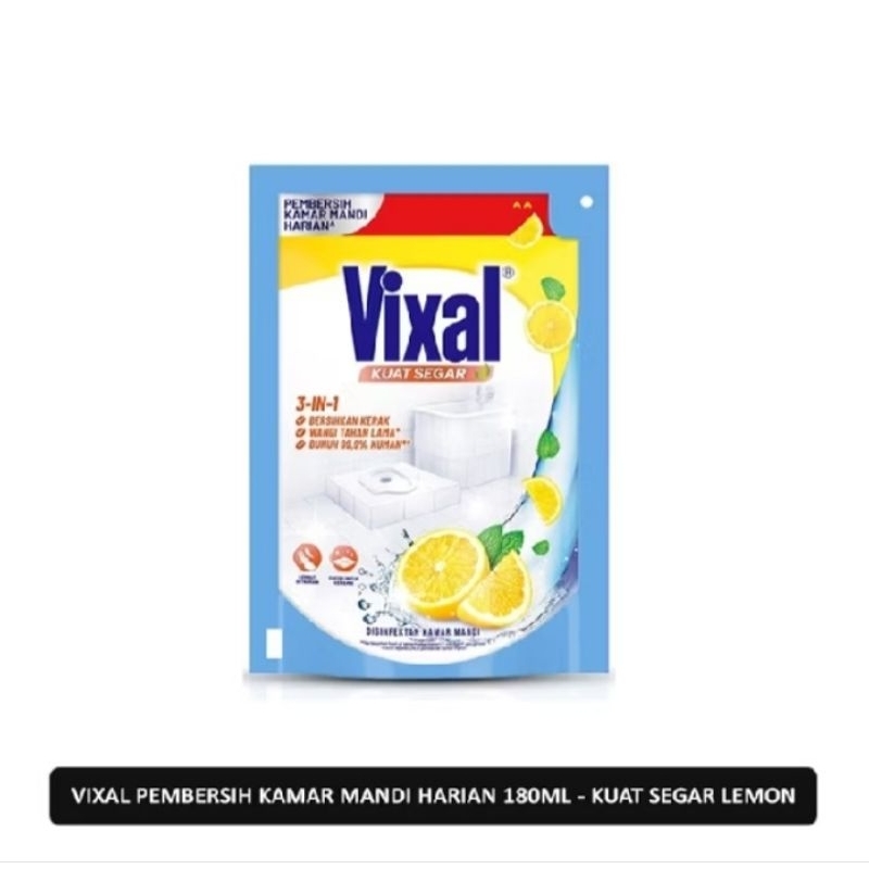 Vixal Kuat Segar Pembersih Kamar Mandi Lemon Refill 180ml