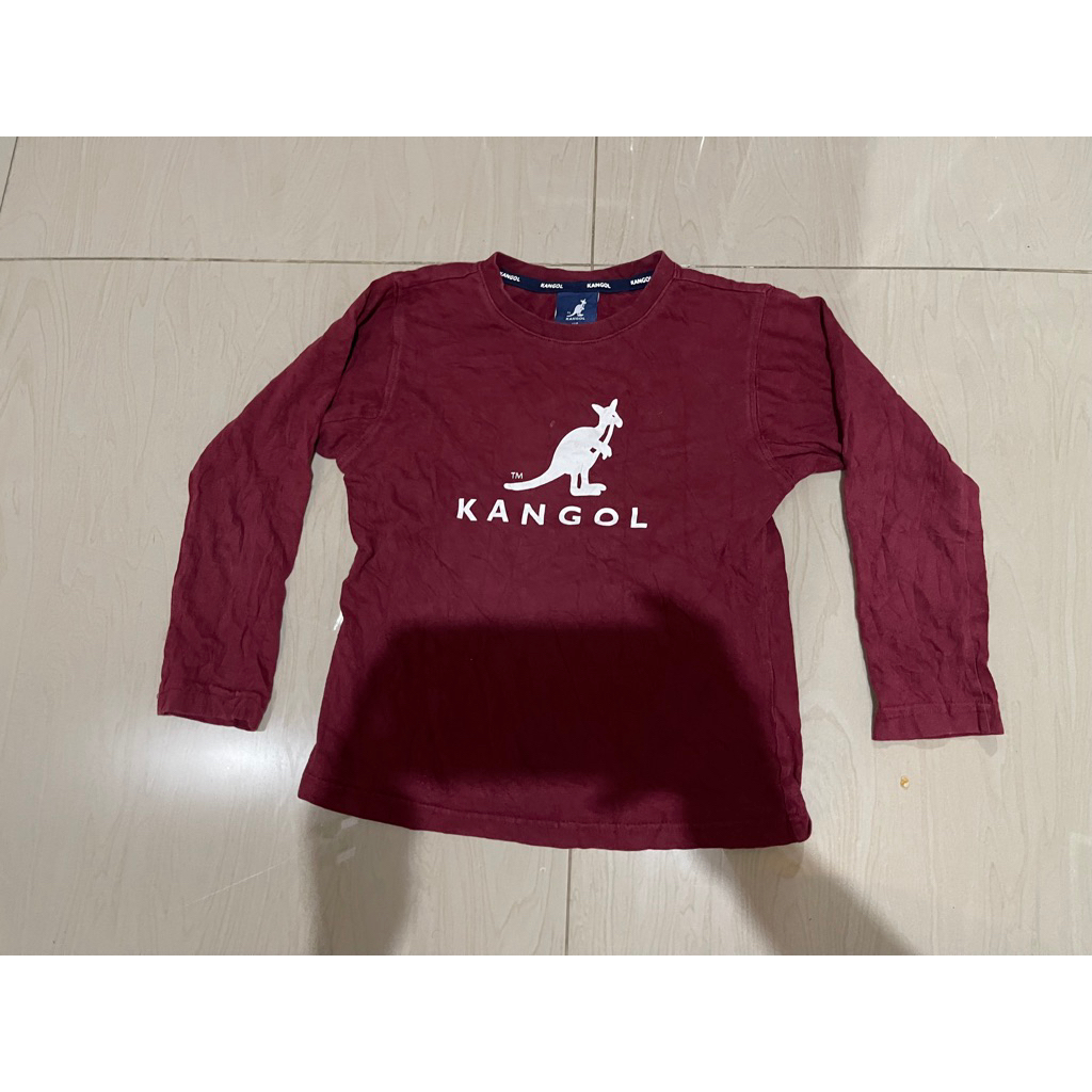 atasan/baju lengan panjang kangol anak tag 110 merah pekat LIKE NEW