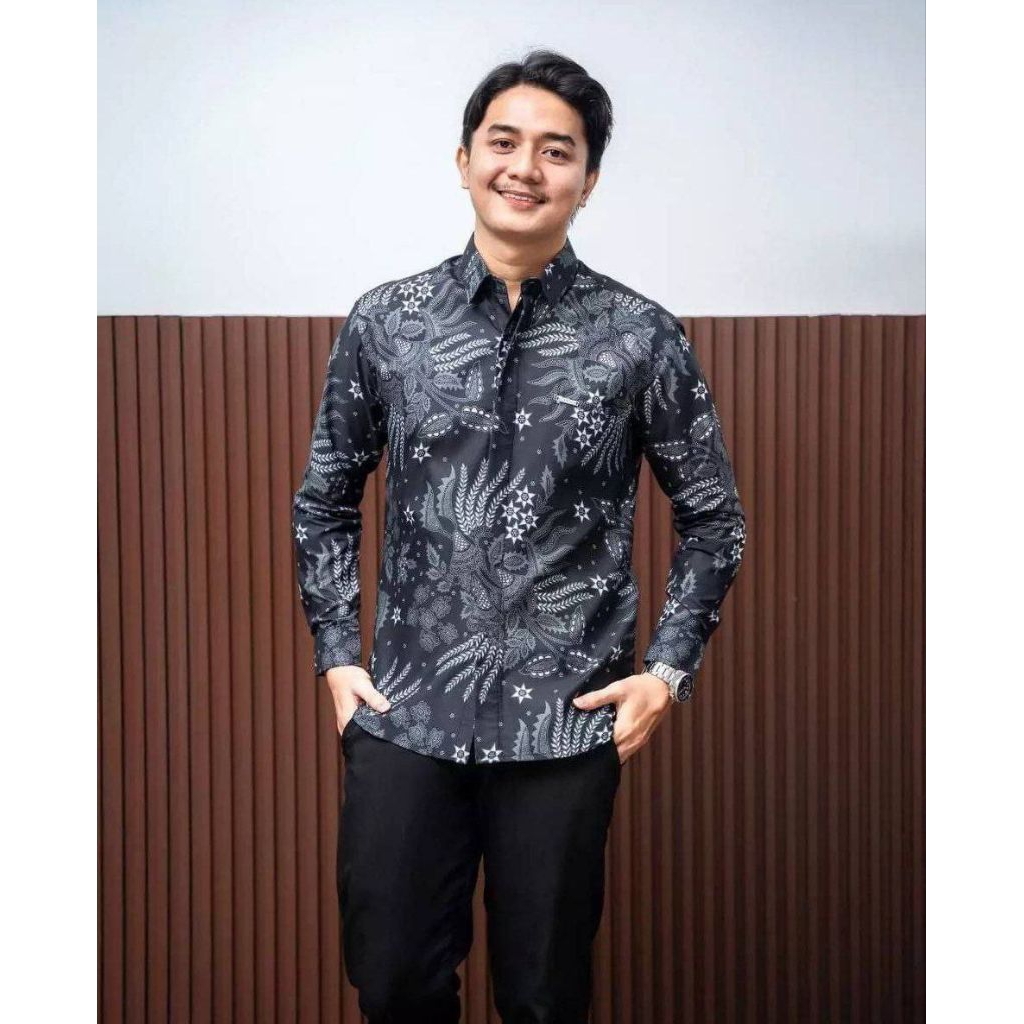 MEIFA BATIK Kemeja Lengan Panjang Manggar Coklat