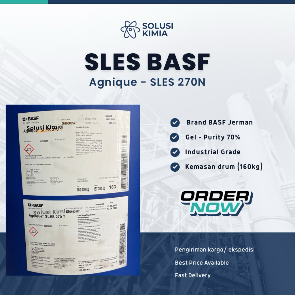 Texapon SLES BASF 270T / 270i / N270 Kemasan Drum Bahan Baku Sabun