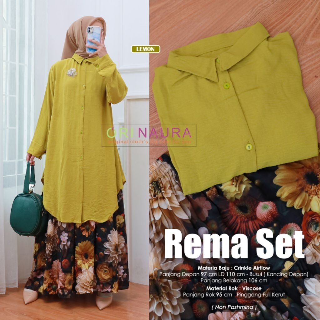 Rema Setelan Polos Rok Motif Best Seller By Ori Naura