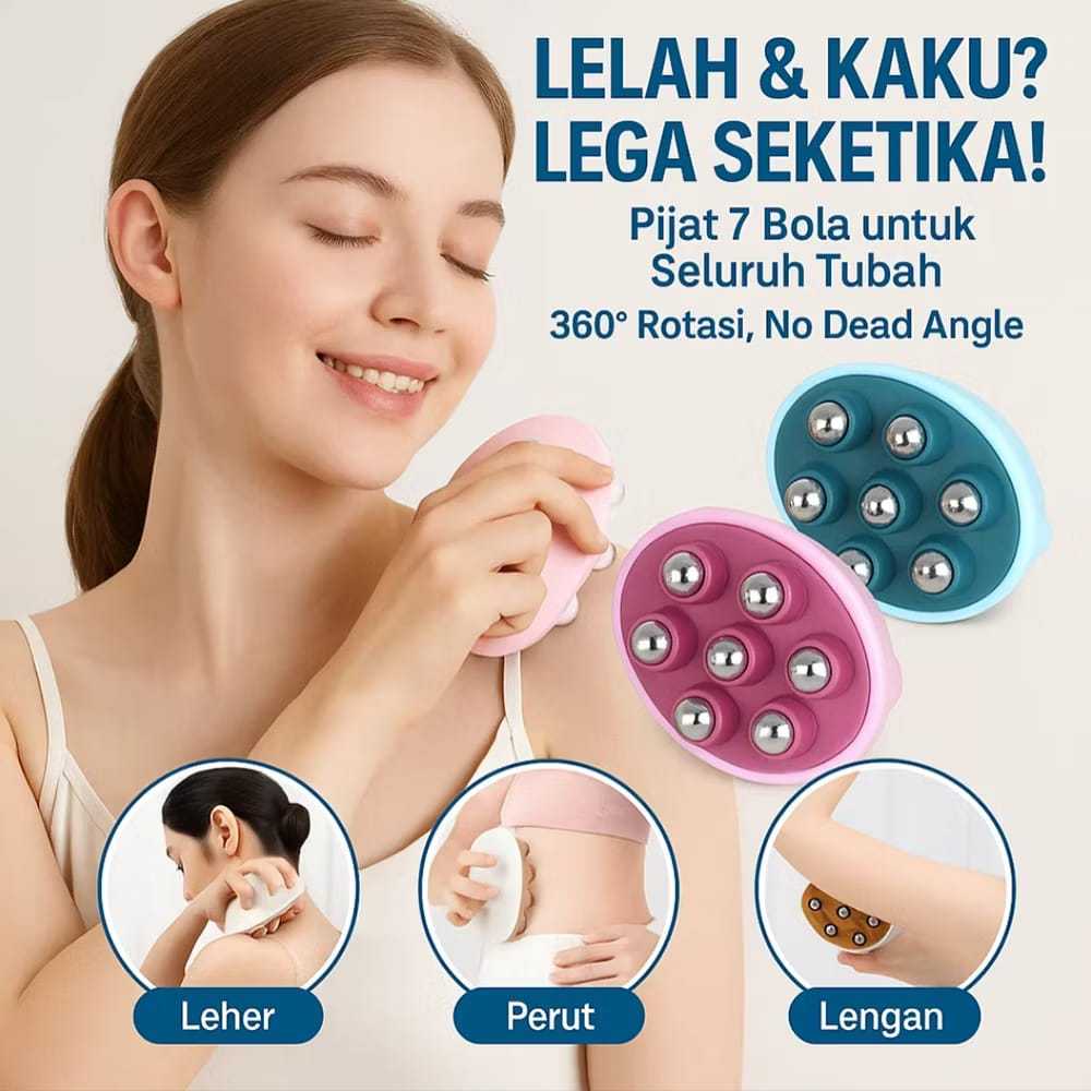 Terapi Alat Pijat Terapi Manual 7 Bola Multifungsi | Pijat Leher, Bahu, Punggung, Pinggang, Kaki – R