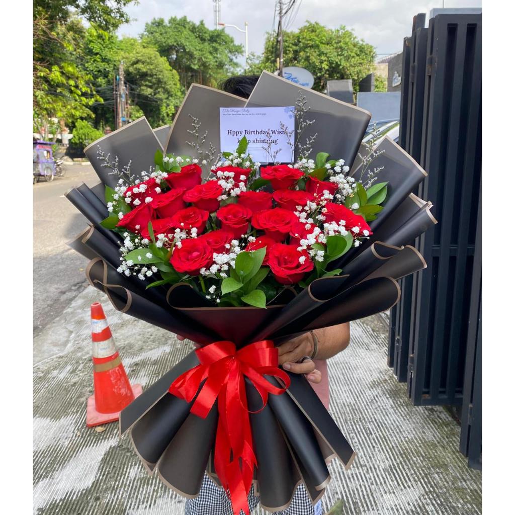 BUKET MAWAR MERAH - BUKET MAWAR - BUNGA MAWAR MERAH SEGAR