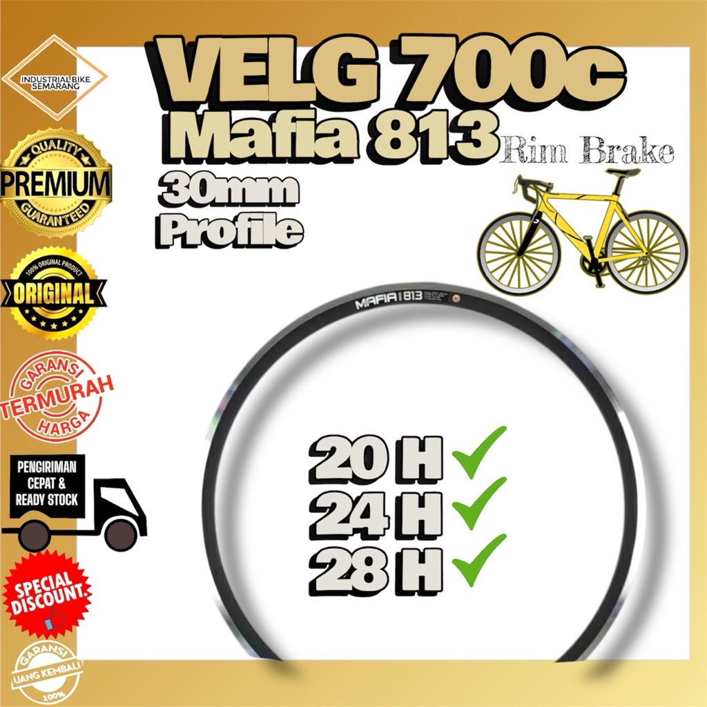 ( VELG 700c MAFIA 813 ) Rim Velg Sepeda 700 C Lubang 20 24 28 H Hole Roadbike Fixie Road Bike Balap 