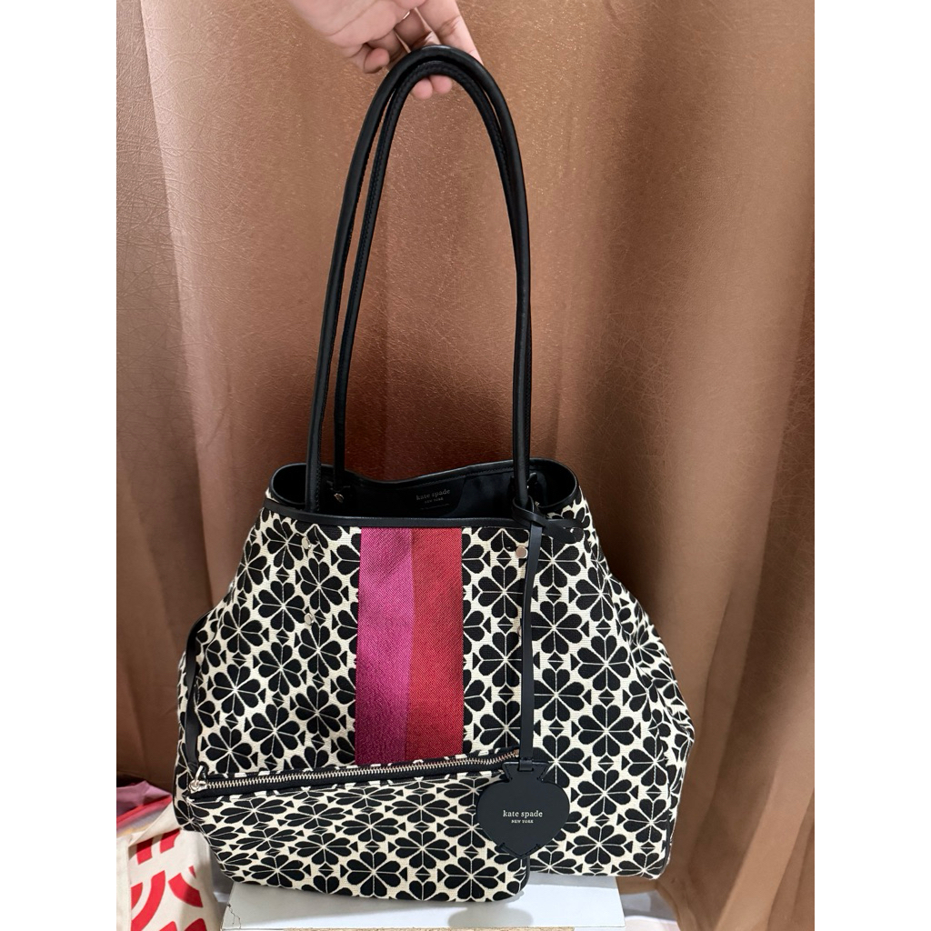 Kate Spade everything spade flower jacquard large piped tote
