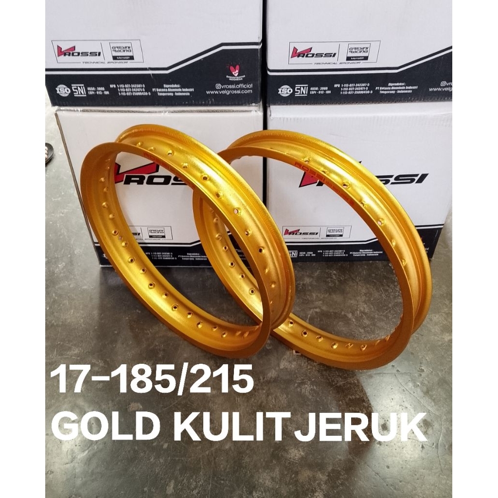 VELG PELAK JARI JARI V ROSSI RING 17 UKURAN 17 185/215 GOLD KULIT JERUK/GOLD BLAST