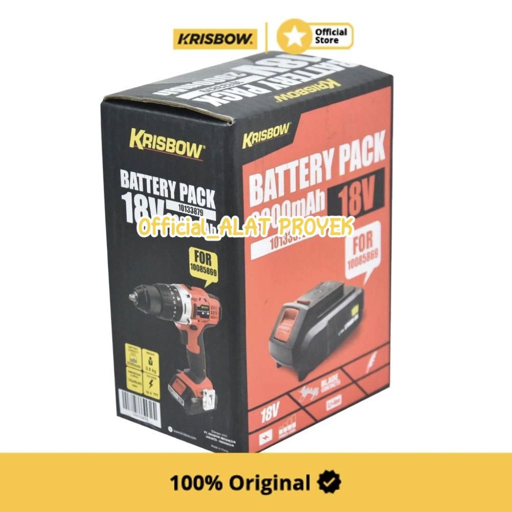 Krisbow Part Baterai Recharge Bor Listrik 18V 2Ah Irab182