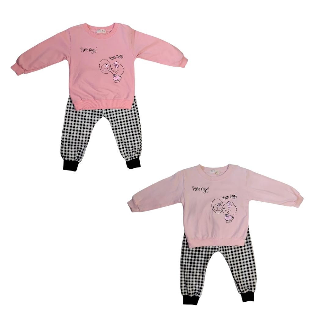 Quail Baby shop Setelan Anak perempuan korea style pink kattie Angel Longsleeve set