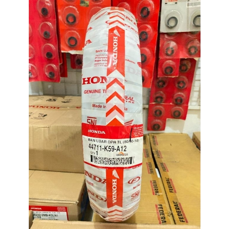 BAN FEDERAL HONDA TUBLES 80/90 ring 14 Ban Depan Motor Beat Matic, vario 125, vario 150 2015- 2018 s