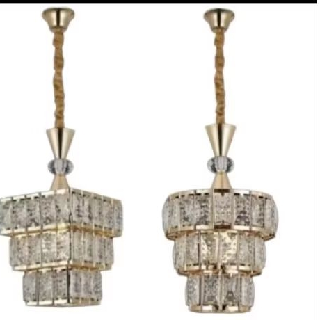 LAMPU GANTUNG GOLD E27 KRISTAL