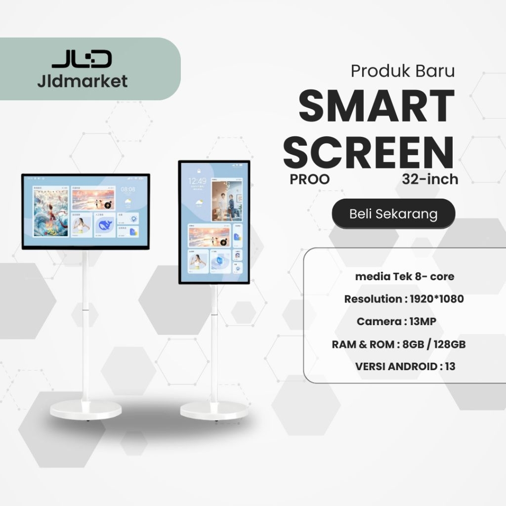 Smart Screen Pro 32-inch Floor Standing FHD Interactive Flat Panel Standby Me Android TV dengan Laya