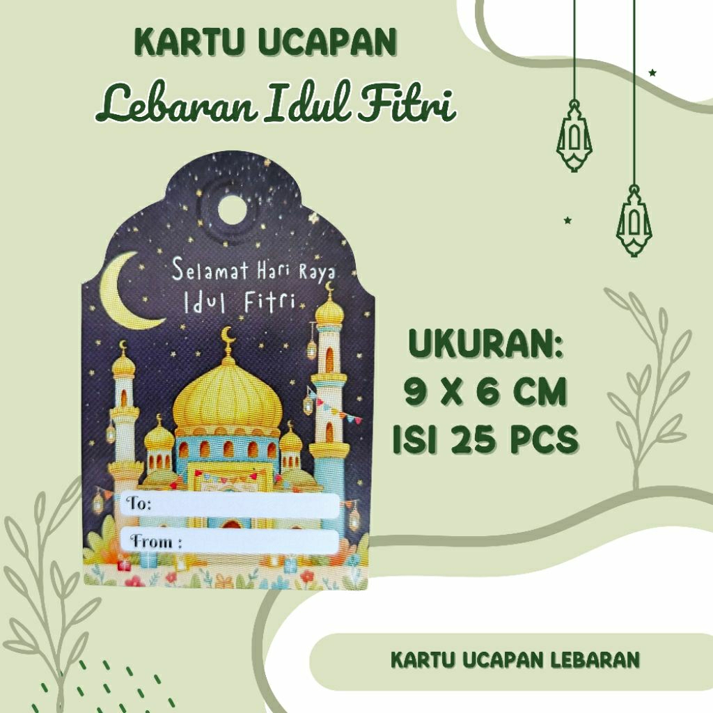 25 pcs Kartu Ucapan Lebaran/Hang Tag Idul Fitri/Hang Tag Idul Fitri 1446 H/Kartu Ucapan Hampers Leba