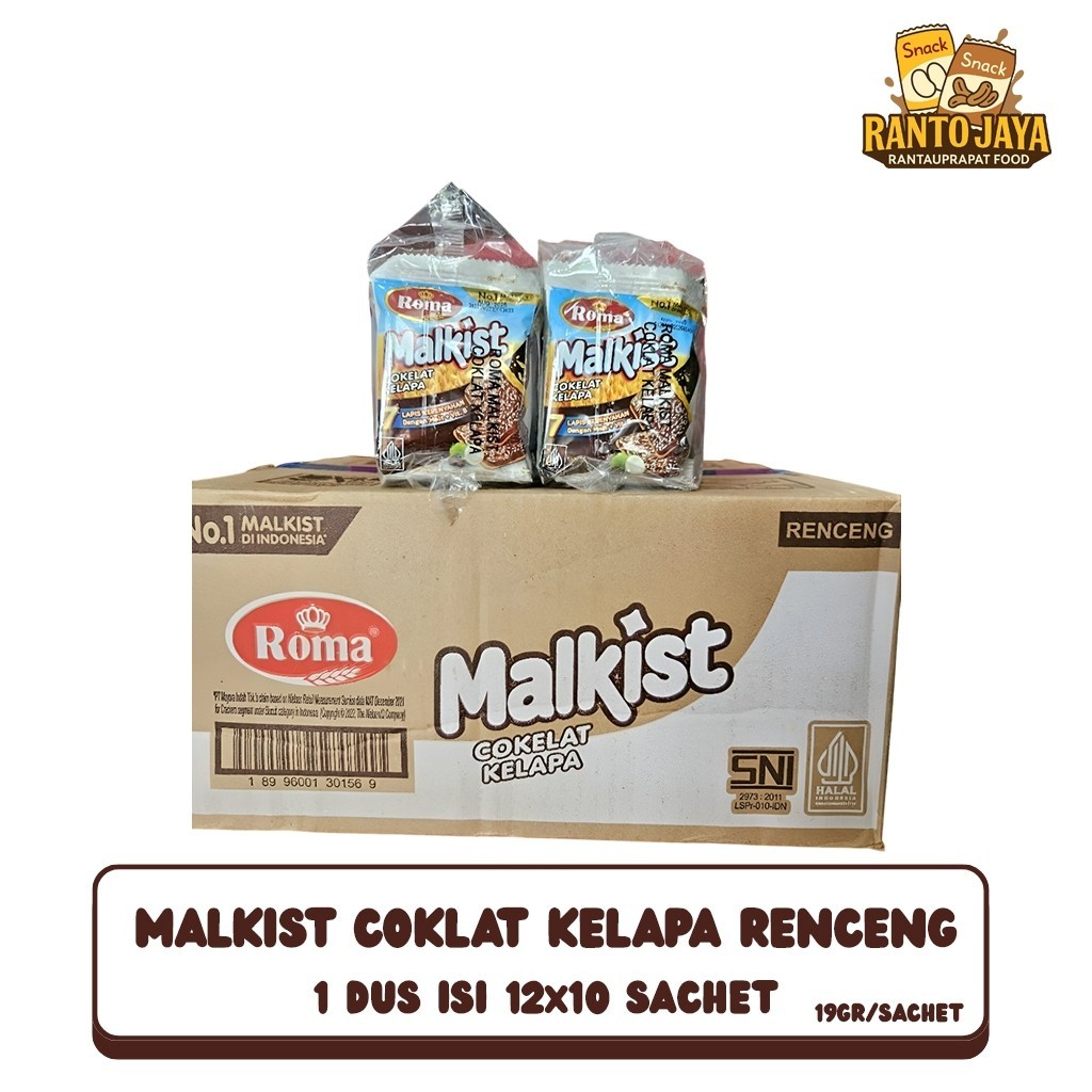 1 Dus Roma Malkist Coklat Kelapa Rencengan