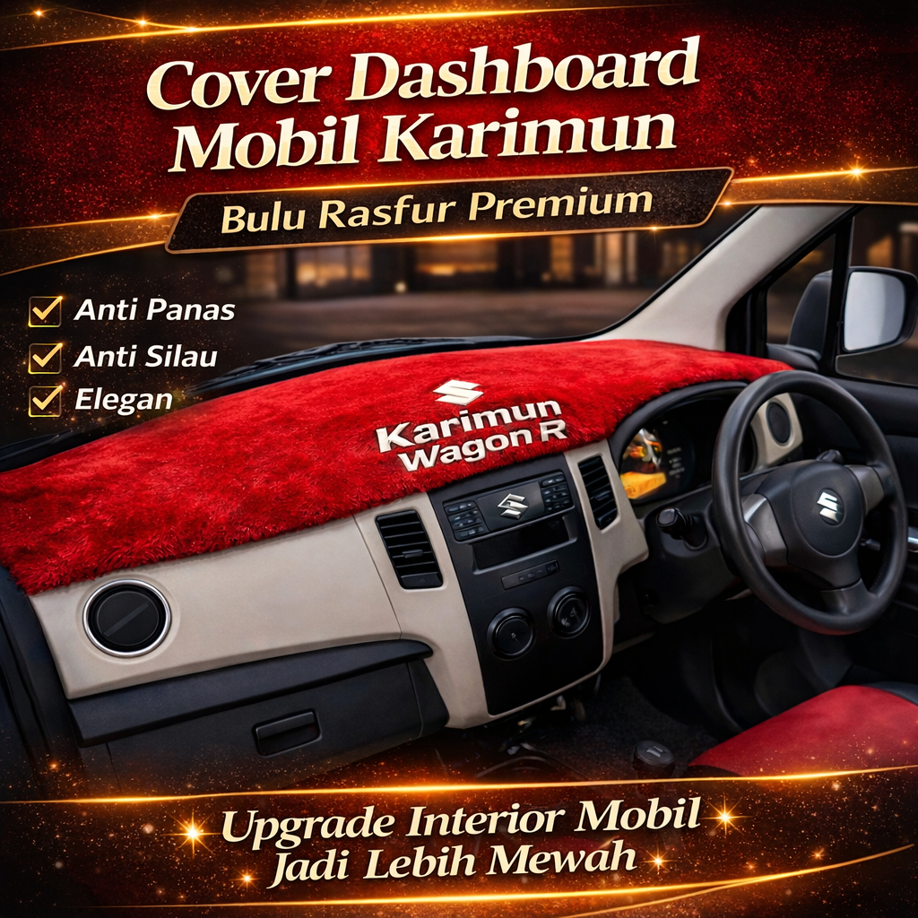 Karpet Alas Dashboard Mobil Karimun Bulu Rasfur Premium Custom Nama Anti Silau Nyaman Mewah Elegan