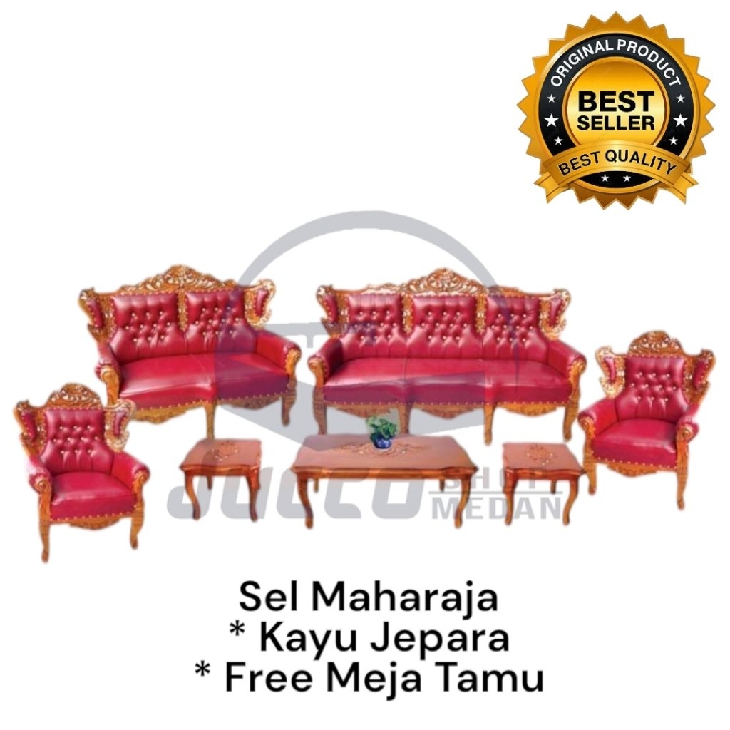 [ Golden Furniture ] Kursi Tamu Jepara Minimalis 3211 - Sofa Tamu Jati Sel Maharaja Free Meja Tamu J