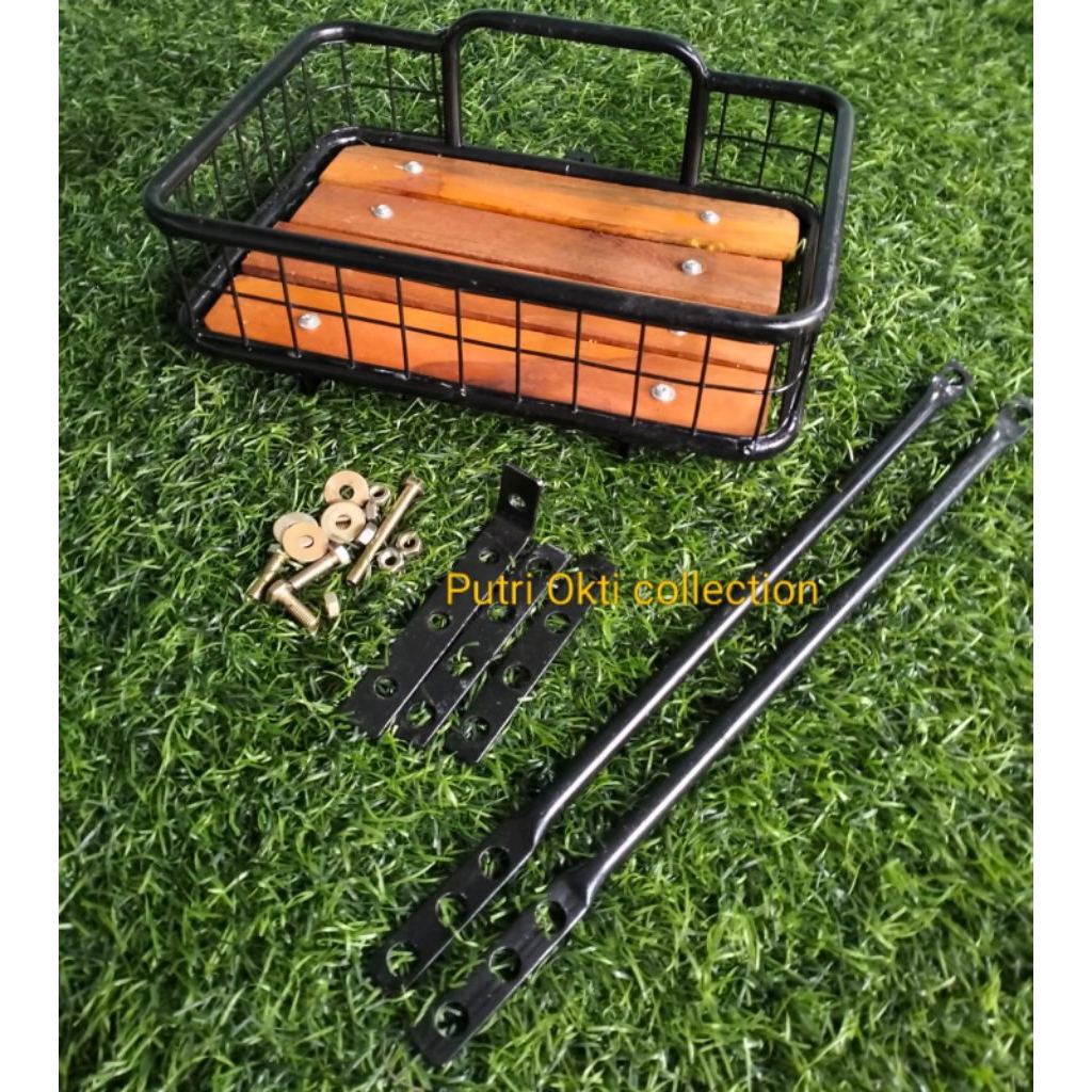 Keranjang depan sepeda Mtb fixi minivelo Roadbike sepeda lipat  Rak depan alas kayu klasik Universal