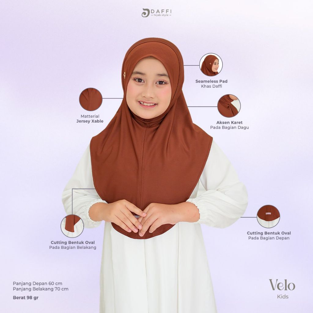 Hijab Daffi Velo Kids Series hijab anak instan jilbab anak ORI Daffi