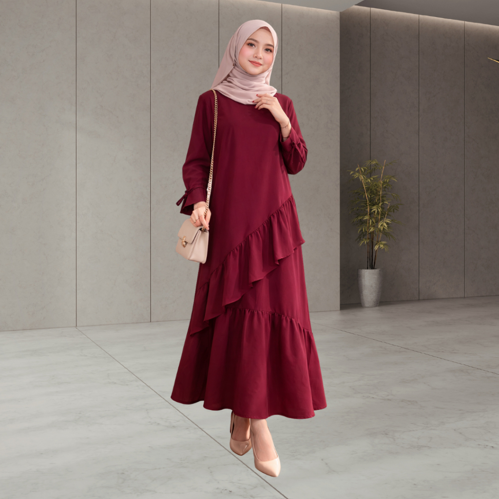 Dress Katun Panjang Menawan (tanpa hijab) - gamis lidya