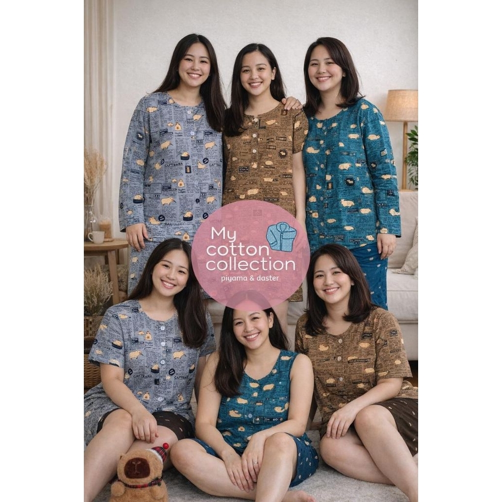 PIYAMA NIQTA corak CAPY BARA ( UKURAN DEWASA )