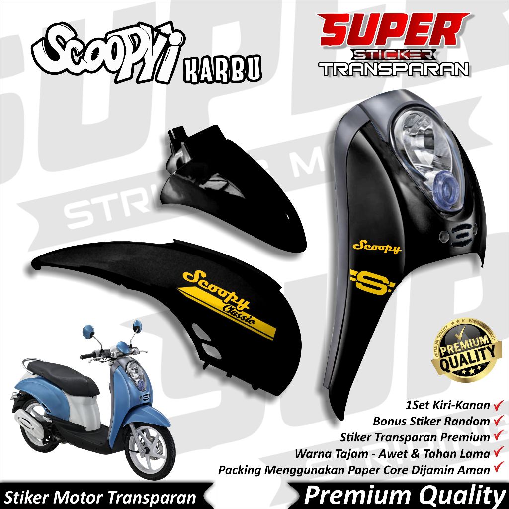 Stiker Transparan UV Scoopy Karbu  Anti Luntur keren Striping Bening Scoopy Karbu Striping Transpara