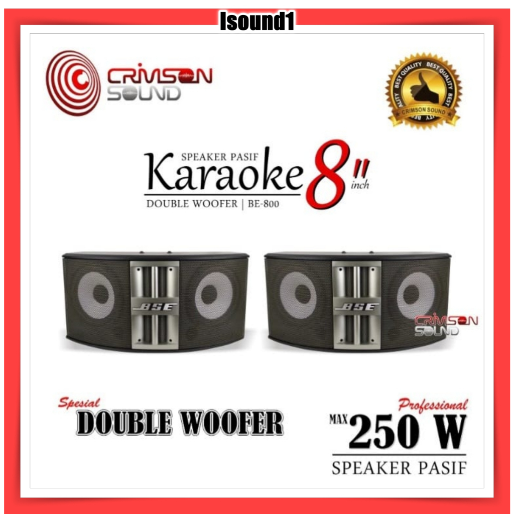 SPEAKER KARAOKE PASIF 8 INCH BSE BE 800 DOUBLE WOOFER 250W 1 SET/SEPASANG
