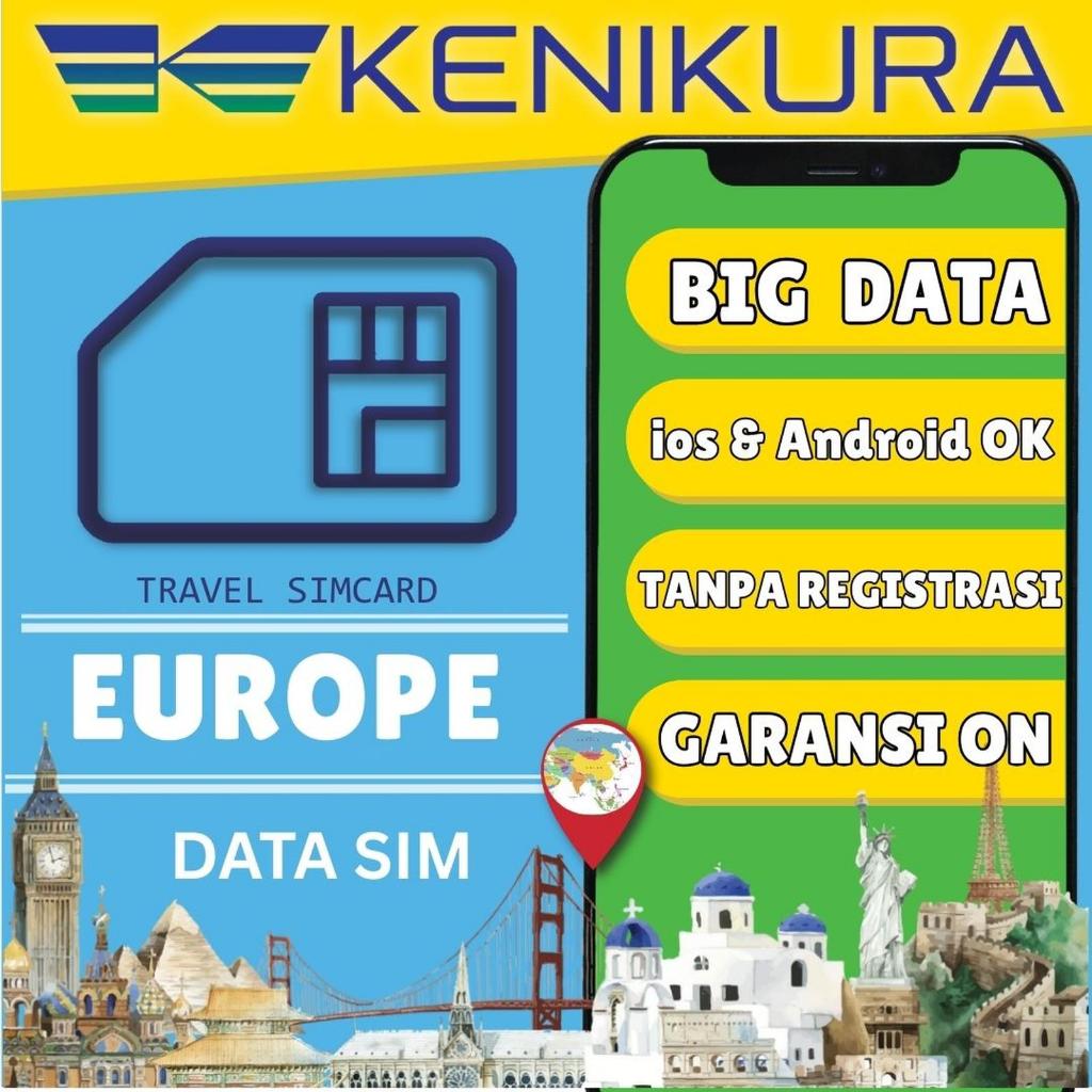SIM Card Europe Kuota Data Besar 3UK | Eropa SimCard Internet Travel Three | Kenikura