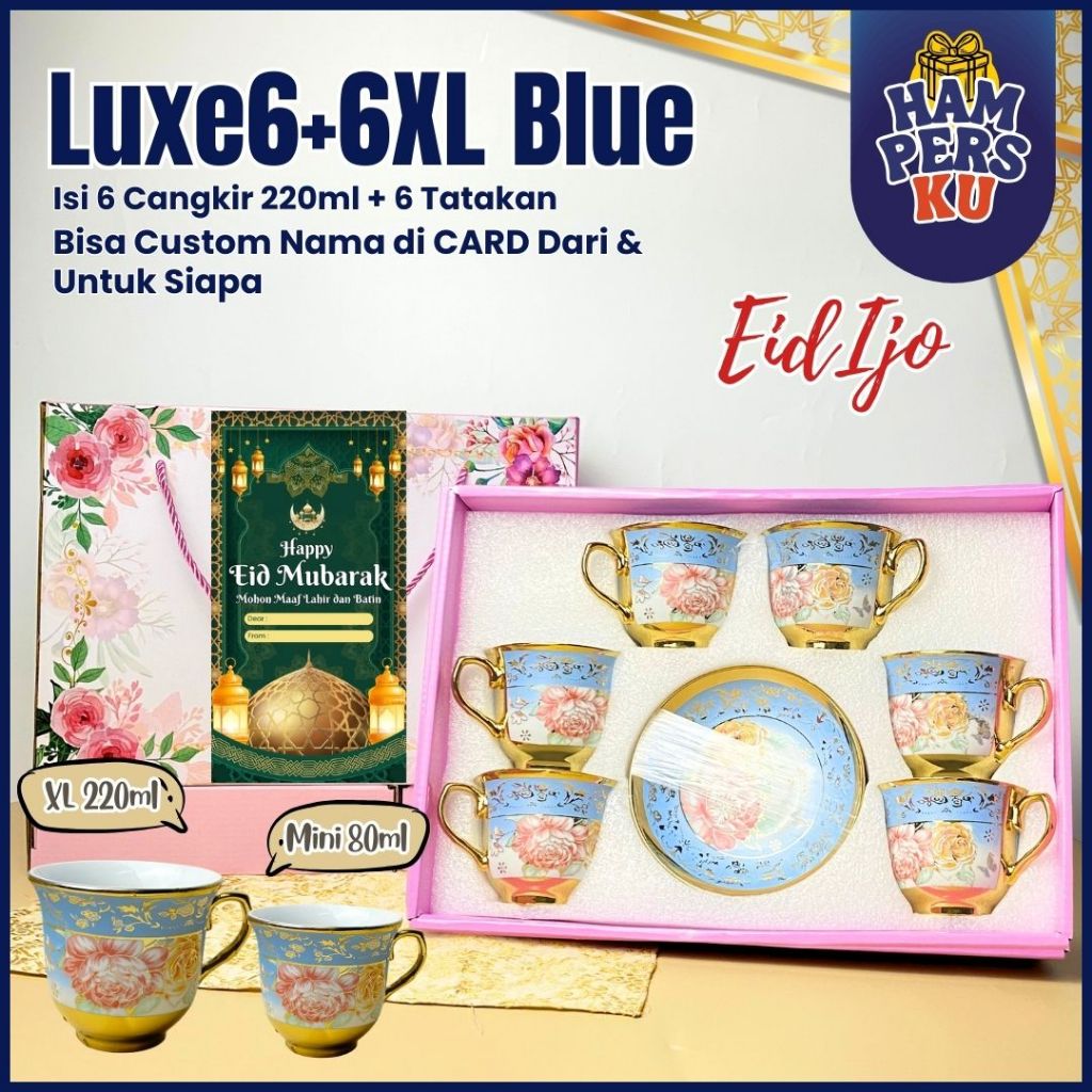 PAKET Eropa XL Cangkir Keramik + Piring Lepek Tatakan besar Set 6 in 1 Tea Cup Teh Kopi Minum Dapur 