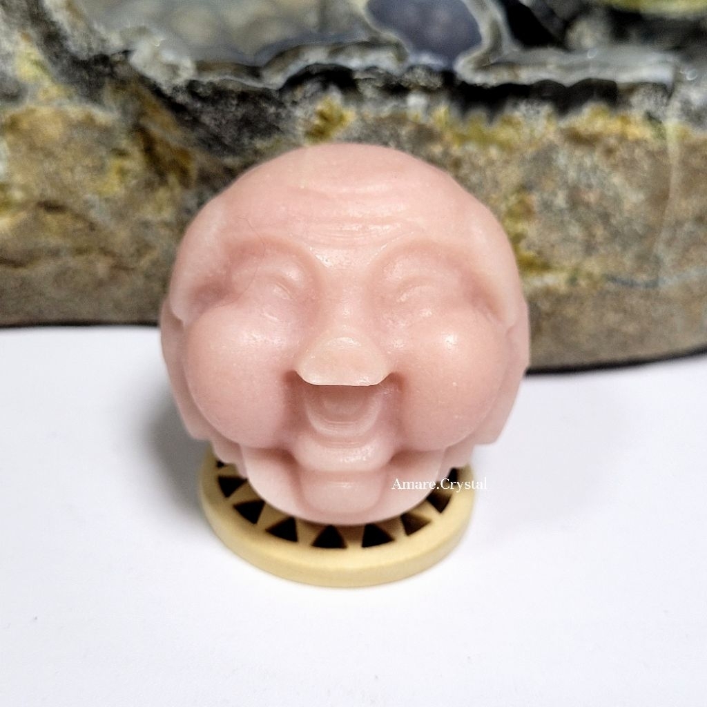 HQ Sphere 3D Full Carving PINK OPAL PIG 9 TAIL FOX Natural Batu Alam Ukir Babi Rubah
