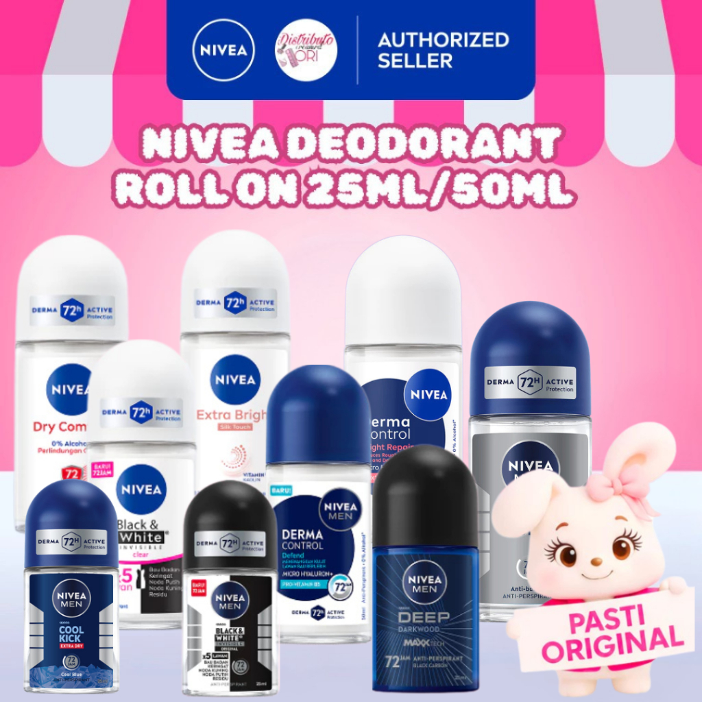 Nivea Women / men Deodorant Roll On 50 ML / 25ML  - Black & White/ Extra Brightening/ Pearl & Beauty