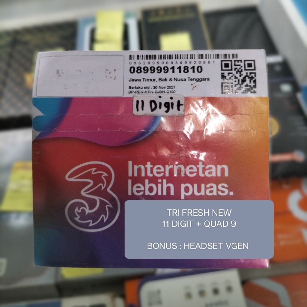 Kartu Tri Perdana 11 digit Quad 9