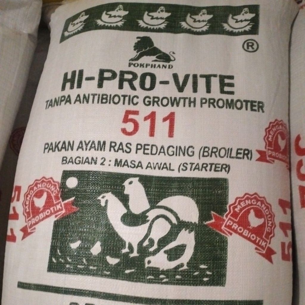 511 Pakan Ayam 50 Kg, Hi-Pro-Vite Charoen Pokphand Original