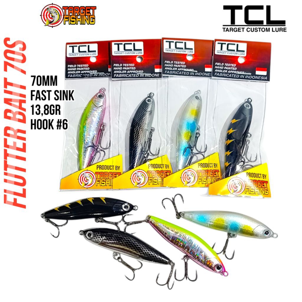 TCL Flutter Bait Sinking 70mm 13.8gram Umpan Casting Hampala Swimmer Pencil Sinking