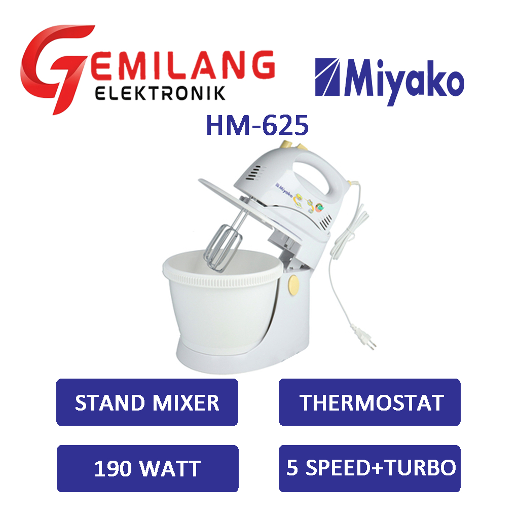 STAND MIXER / MIXER MANGKOK / PENGADUK ADONAN MIYAKO HM-625 TURBO SPEED THERMOSTAT