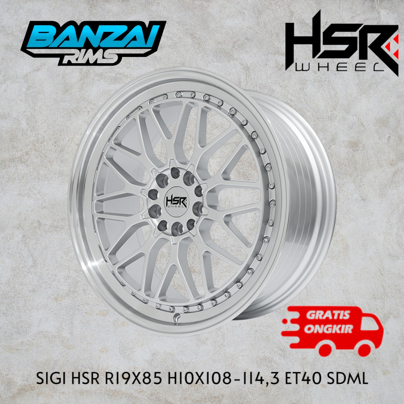 HSR WHEEL Velg Mobil Racing SIGI LM 19X8.5 Alloy Sporty Grey Silver .Velg mobil hsr ring 19
