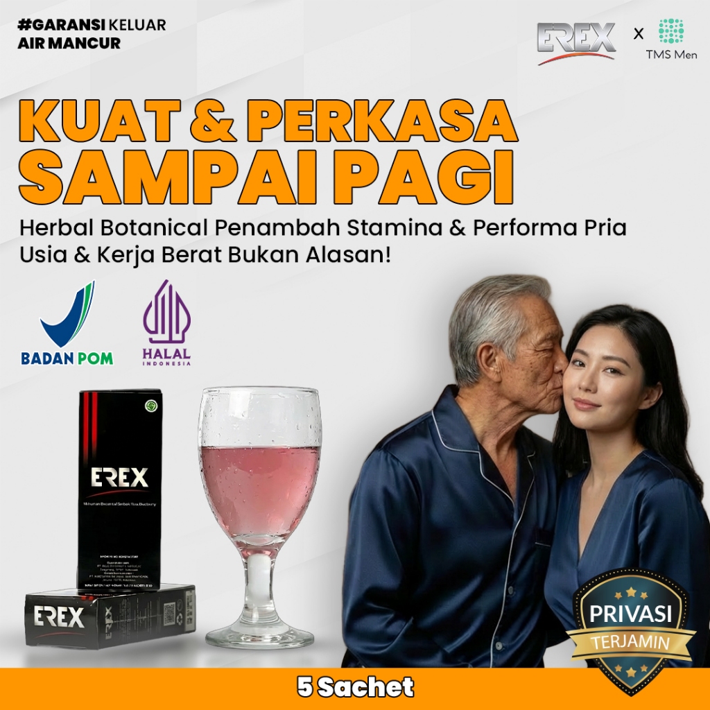 Erex 5 Sachet Minuman Herbal Stamina Pria Rasa Blueberry BPOM Halal | Energi Naik Tahan Lama Privasi