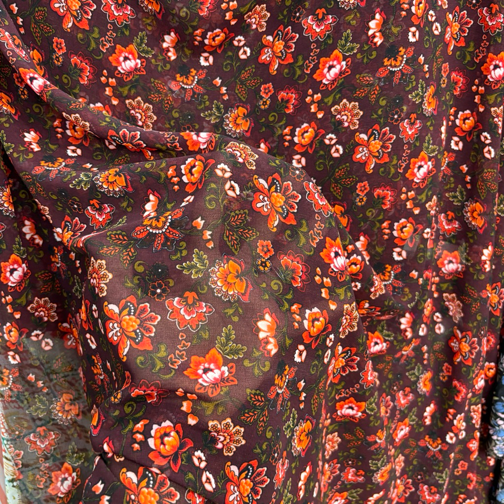 Kain Sifon Ceruty Motif Bunga – Bahan Flowing Premium untuk Gamis, Dress, Hijab & Outer Stylish elg