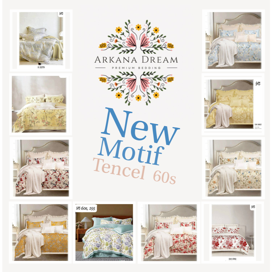 Bed Cover Set Sutra Tencel 60s/ bamboo Motif Organik (FRER KARET ANTI GESER)