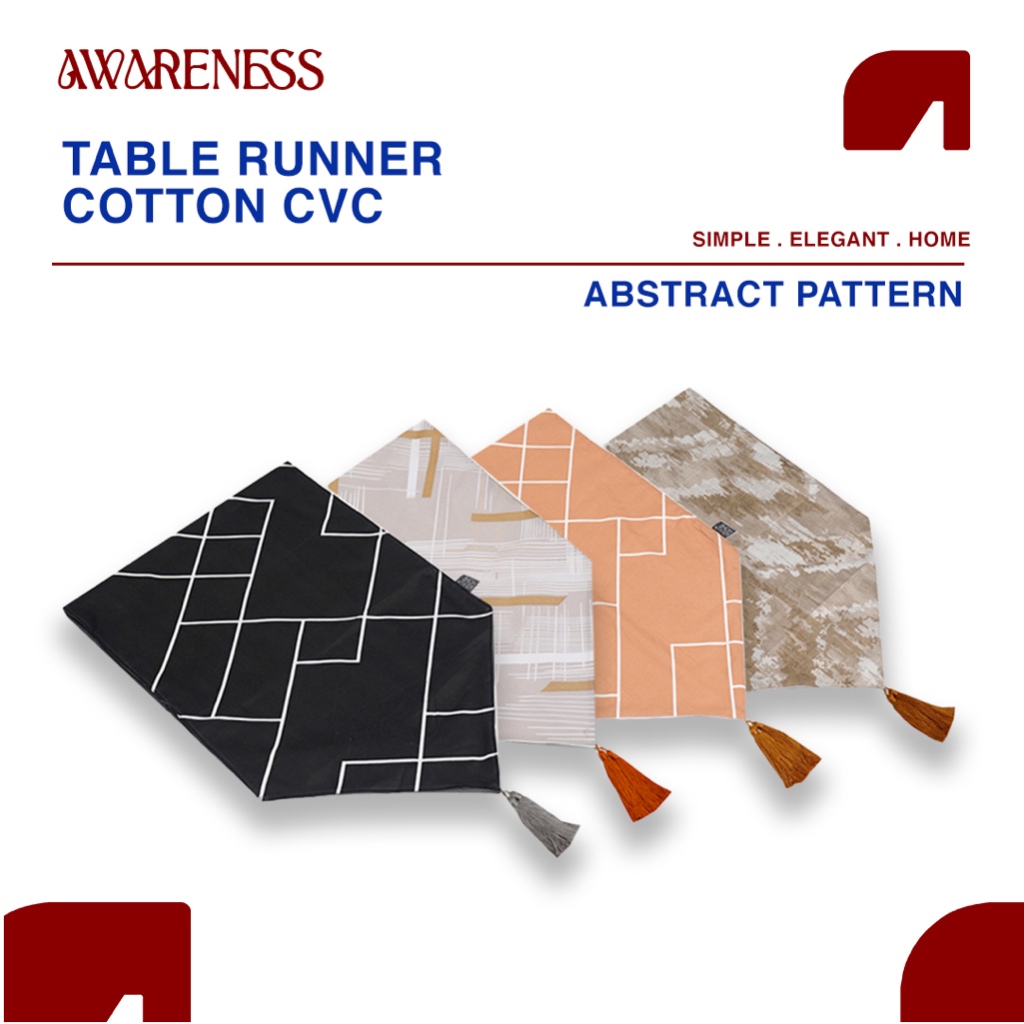 AWARENESS LIVING - Abstract Series 2 Table Runner Cotton Cvc - Taplak Meja Ruang Tamu Katun Cvc
