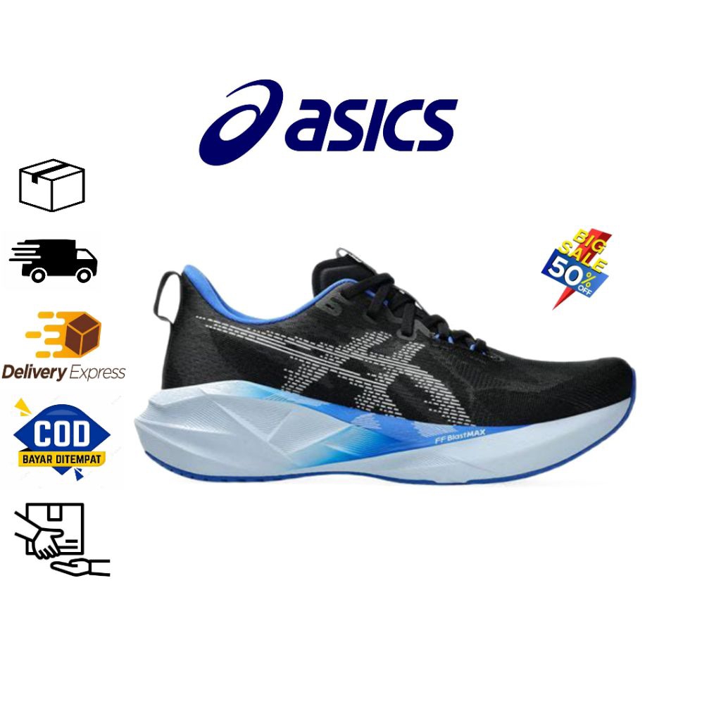 Running Shoes Asics Novablast 5 White Black Blue Men’s Running Shoes