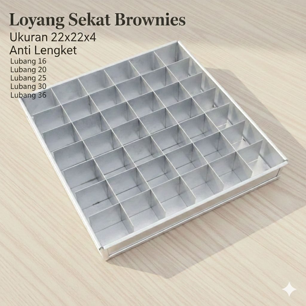 Loyang sekat brownies ukuran 22x22x4 anti lengket