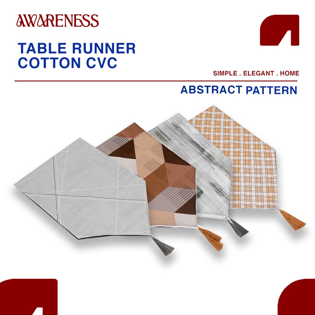 AWARENESS LIVING - Abstract Series 3 Table Runner Cotton Cvc - Taplak Meja Ruang Tamu Katun Cvc