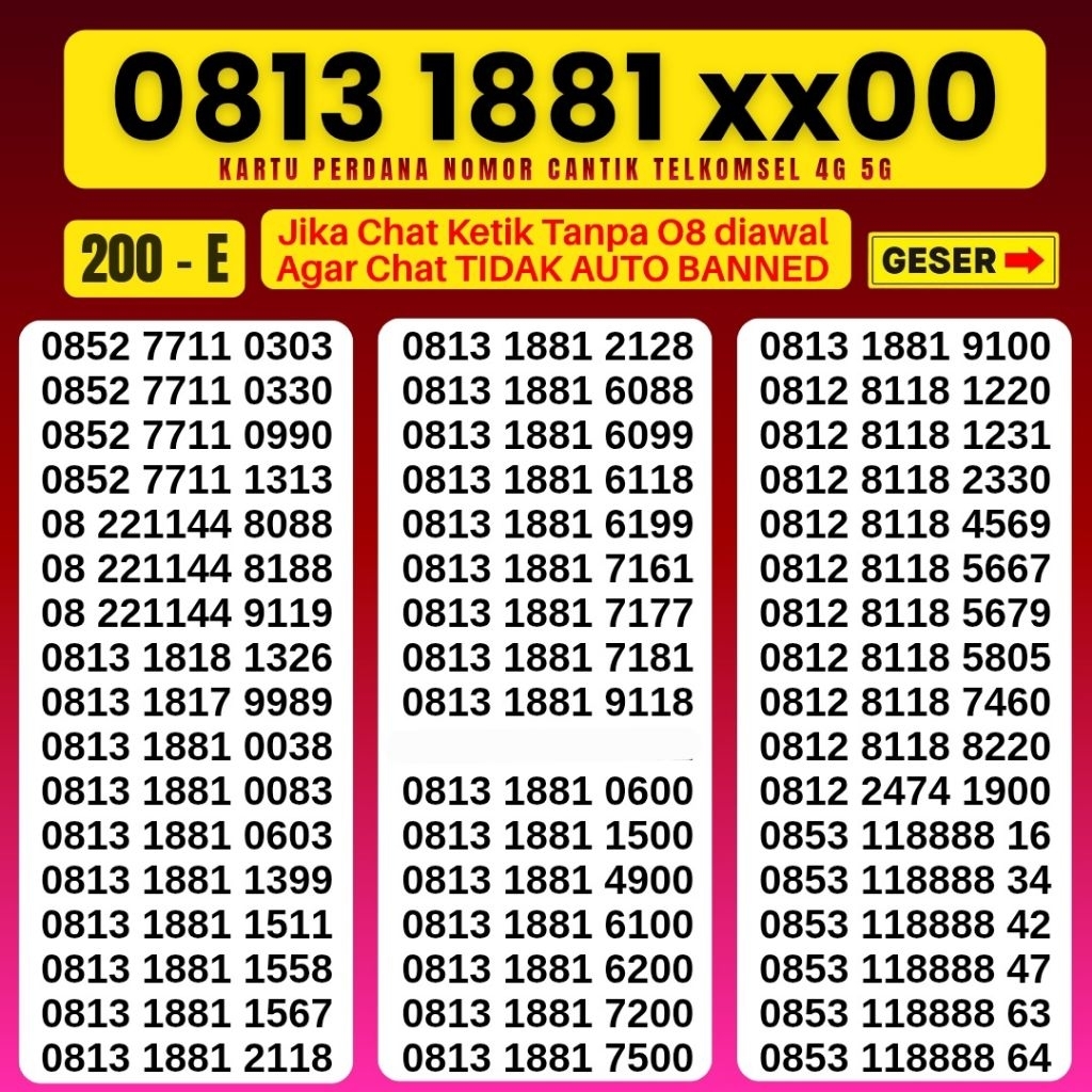 Nomor Cantik Telkomsel Panca Super 1881 Kartu Perdana Telkomsel Tsel Red Telkomsel 5g Telkomsel 10 d